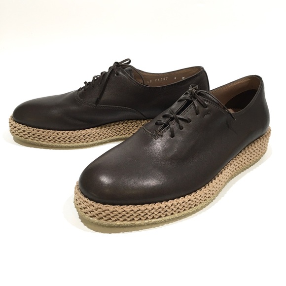 Salvatore Ferragamo Avord Rope Platform Leather Lace-up Loafers -Hickory -US 8 - Picture 5 of 9